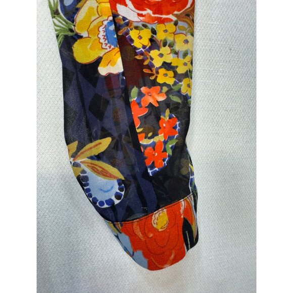Cabi Womens Amour Sheer Tunic Blouse Size S Black Floral Button-Up Boho Casual - Picture 12 of 16